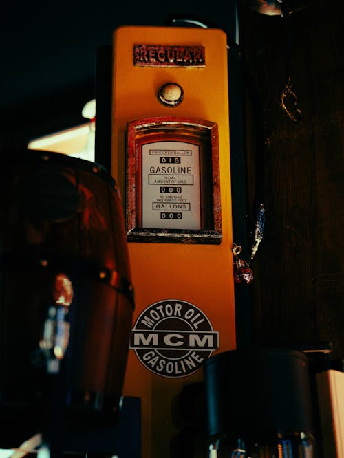 Vintage Fuel Dispenser at Gas Station