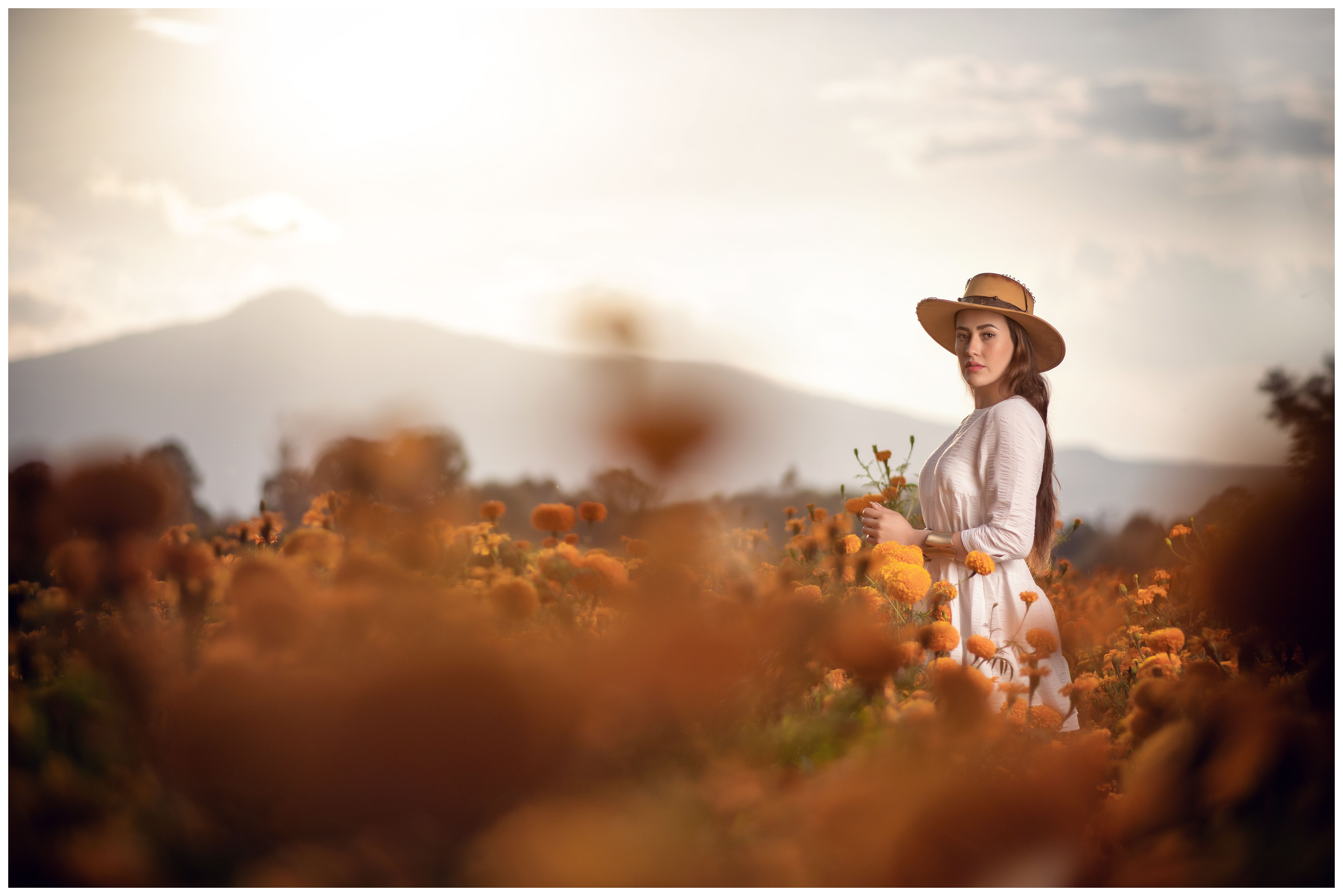Woman in a White Dress Standing in a Meadow · Free Stock Photo
