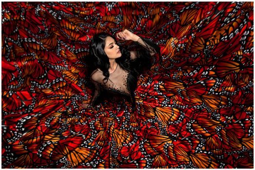 Beautiful Woman on Colorful Background 