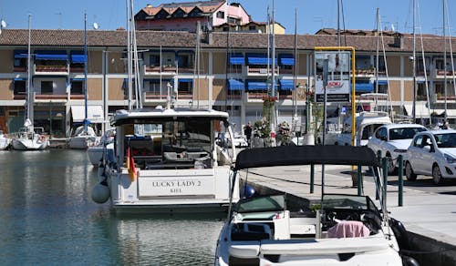 Various Boats Moored in a Marina