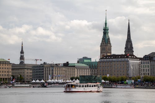 Gothic Cathedral in City on Lake