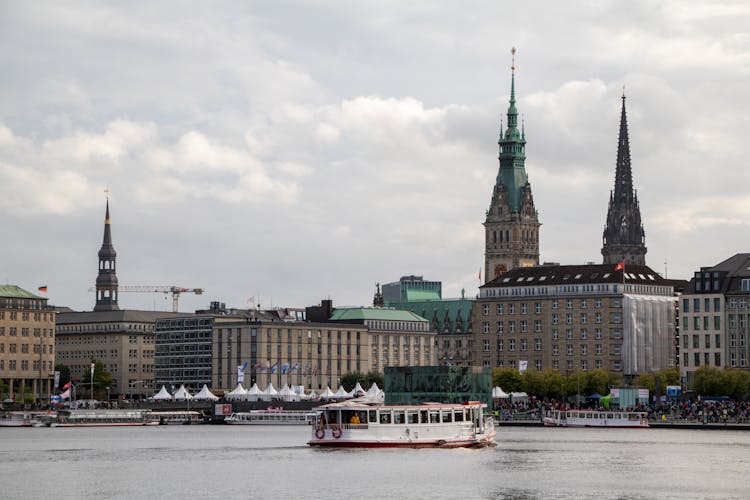 Gothic Cathedral In City On Lake