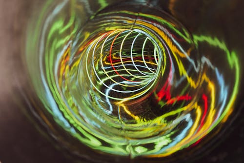 Close-up of Colorful Insubstantial Lights in Tube