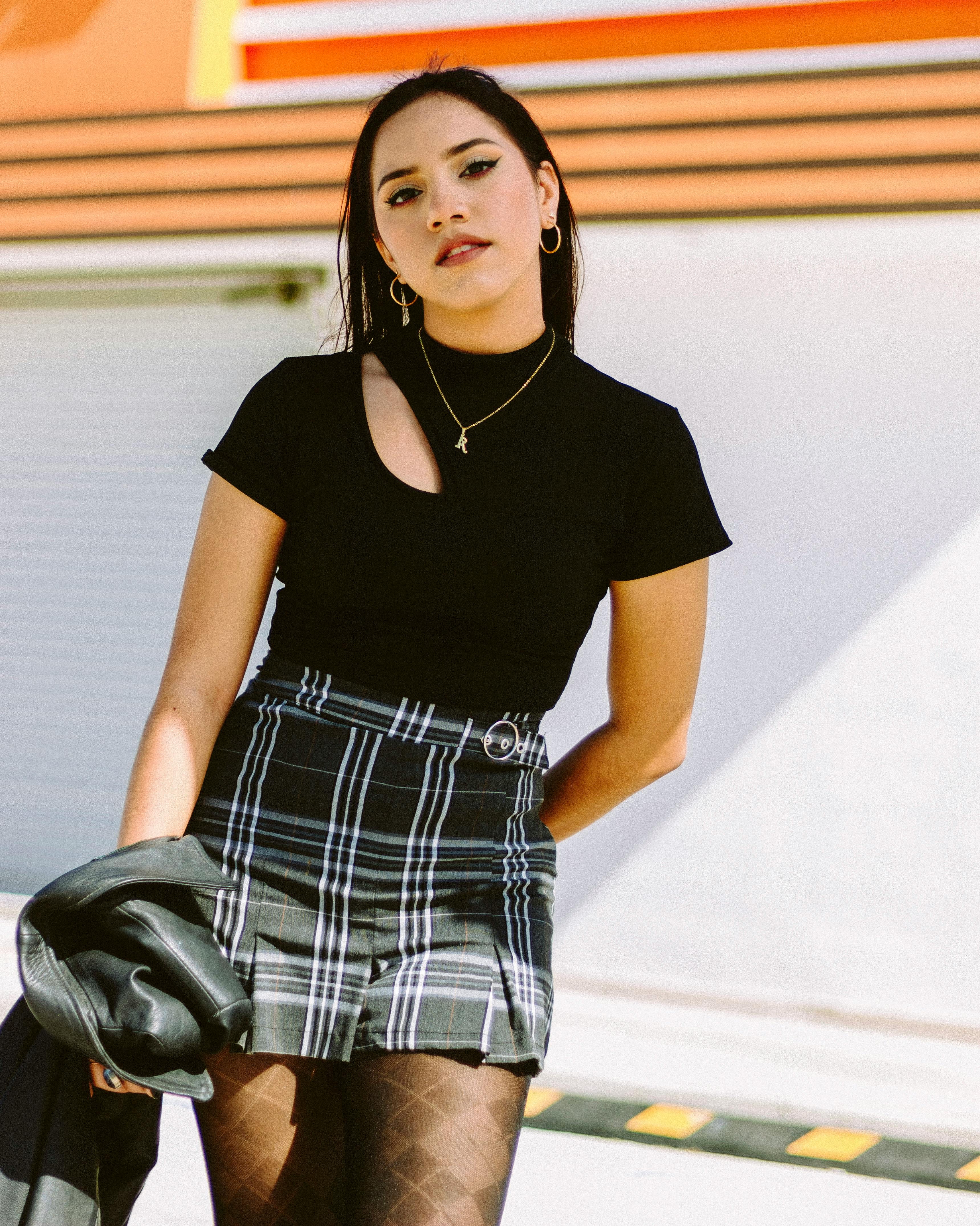 Brunette Model Posing in Skirt · Free Stock Photo