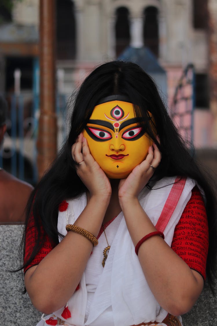 Woman In Traditional Indian Mask