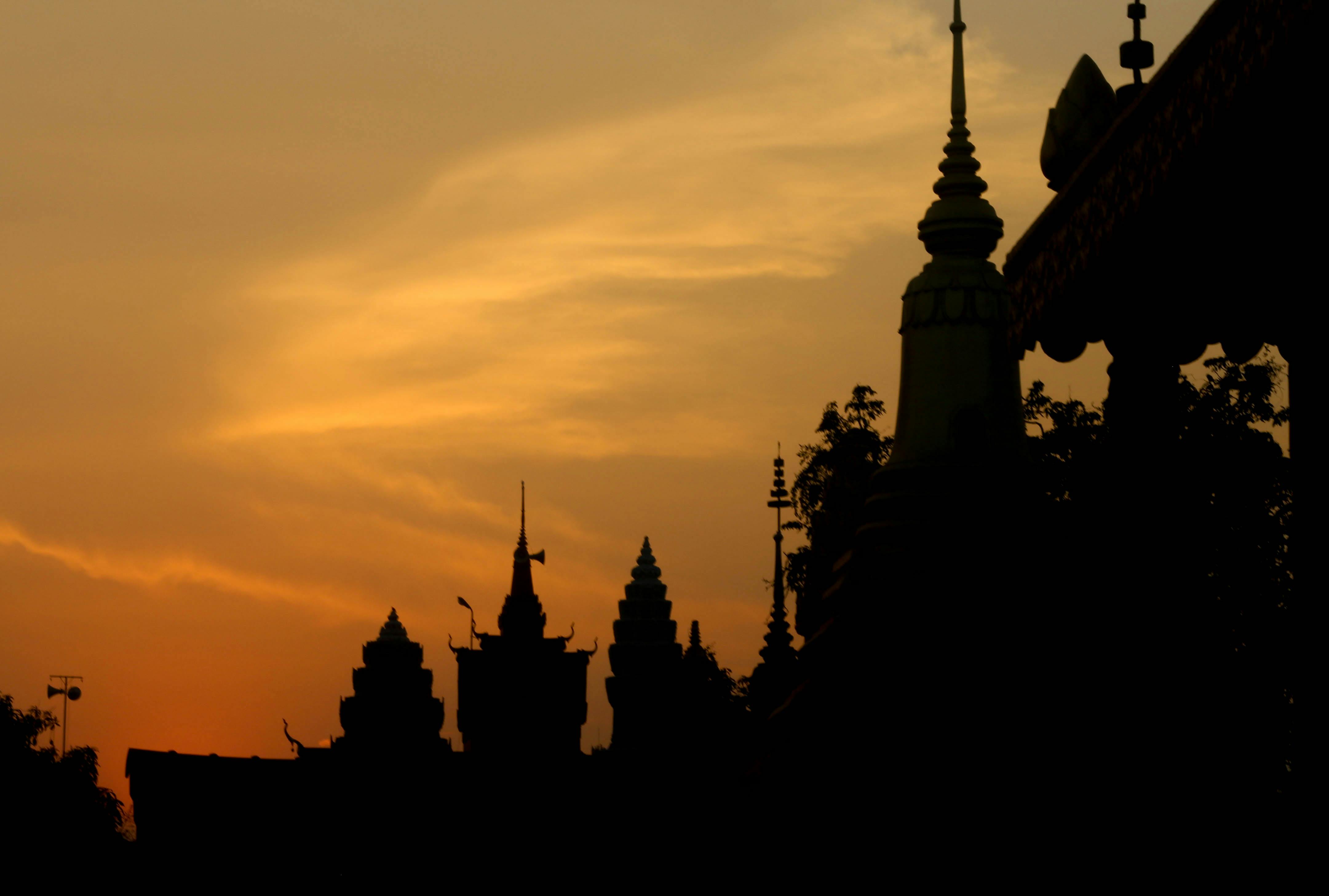 Free stock photo of buddhist temple sunset 