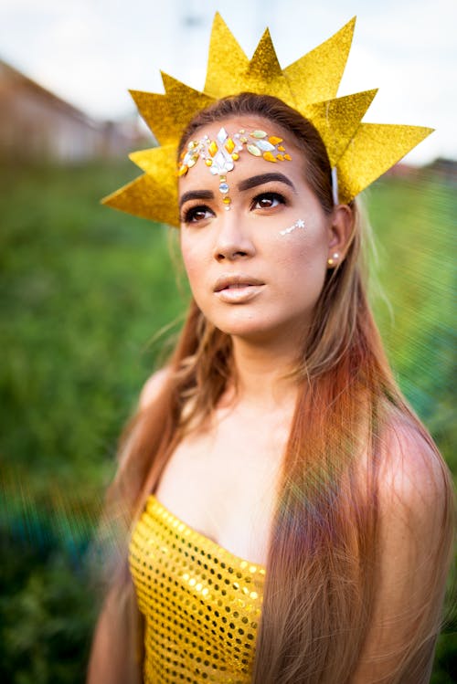 Free Woman Wearing Yellow Head Dress Stock Photo