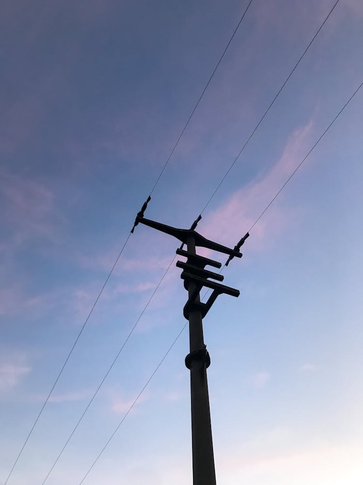 Power Lines On Electricity Pole