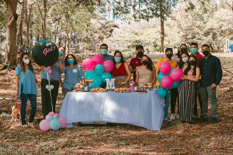 Family On A Party In Forest