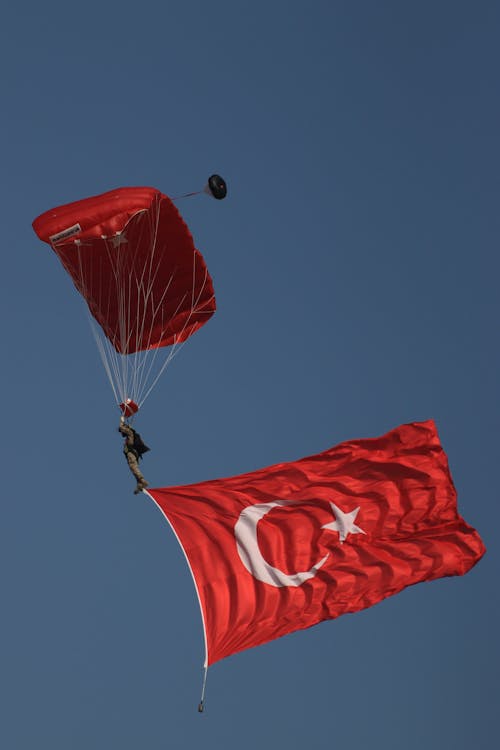 Parachuter with Flag of Turkey