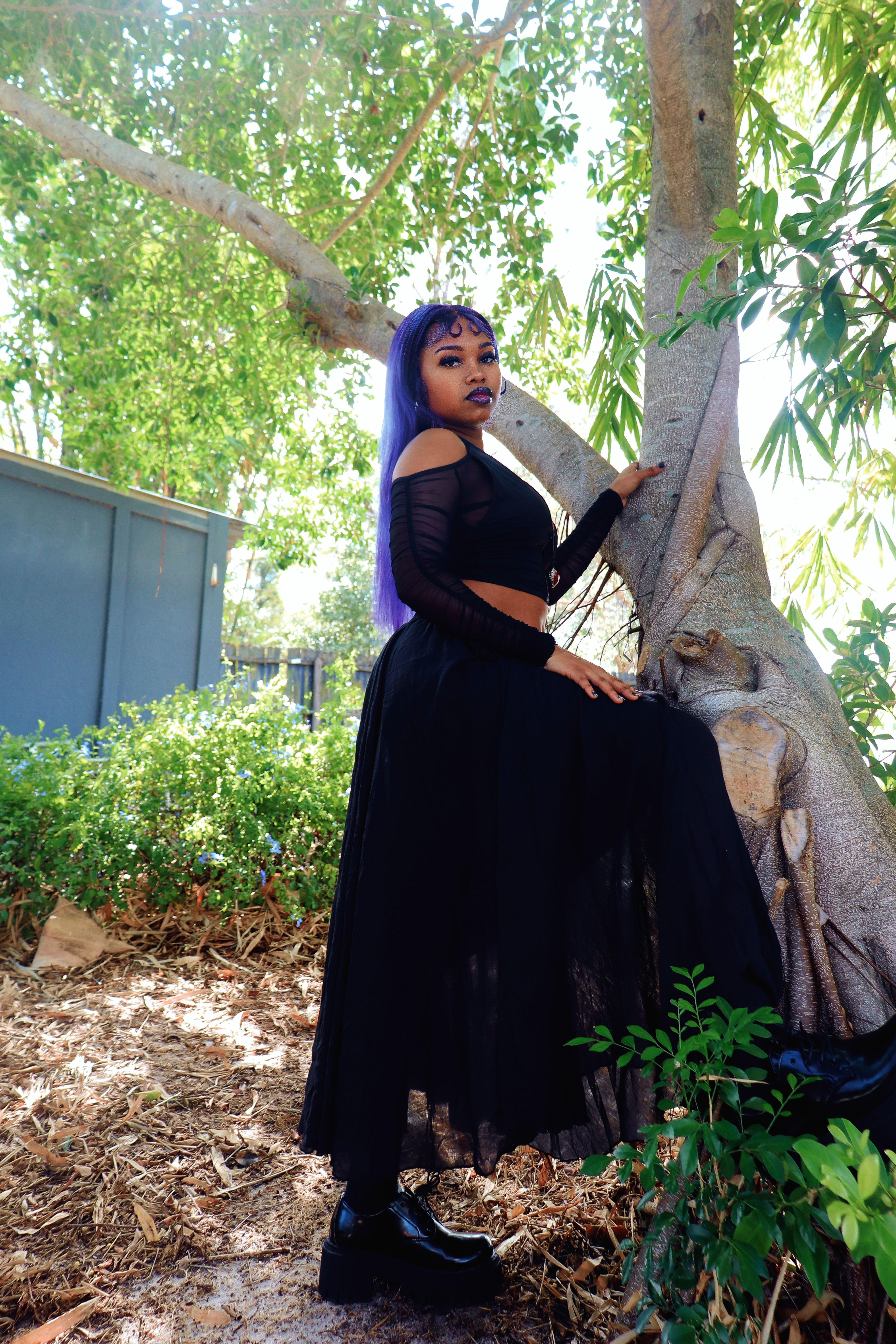 Woman with Blue Hair and in Black Dress · Free Stock Photo