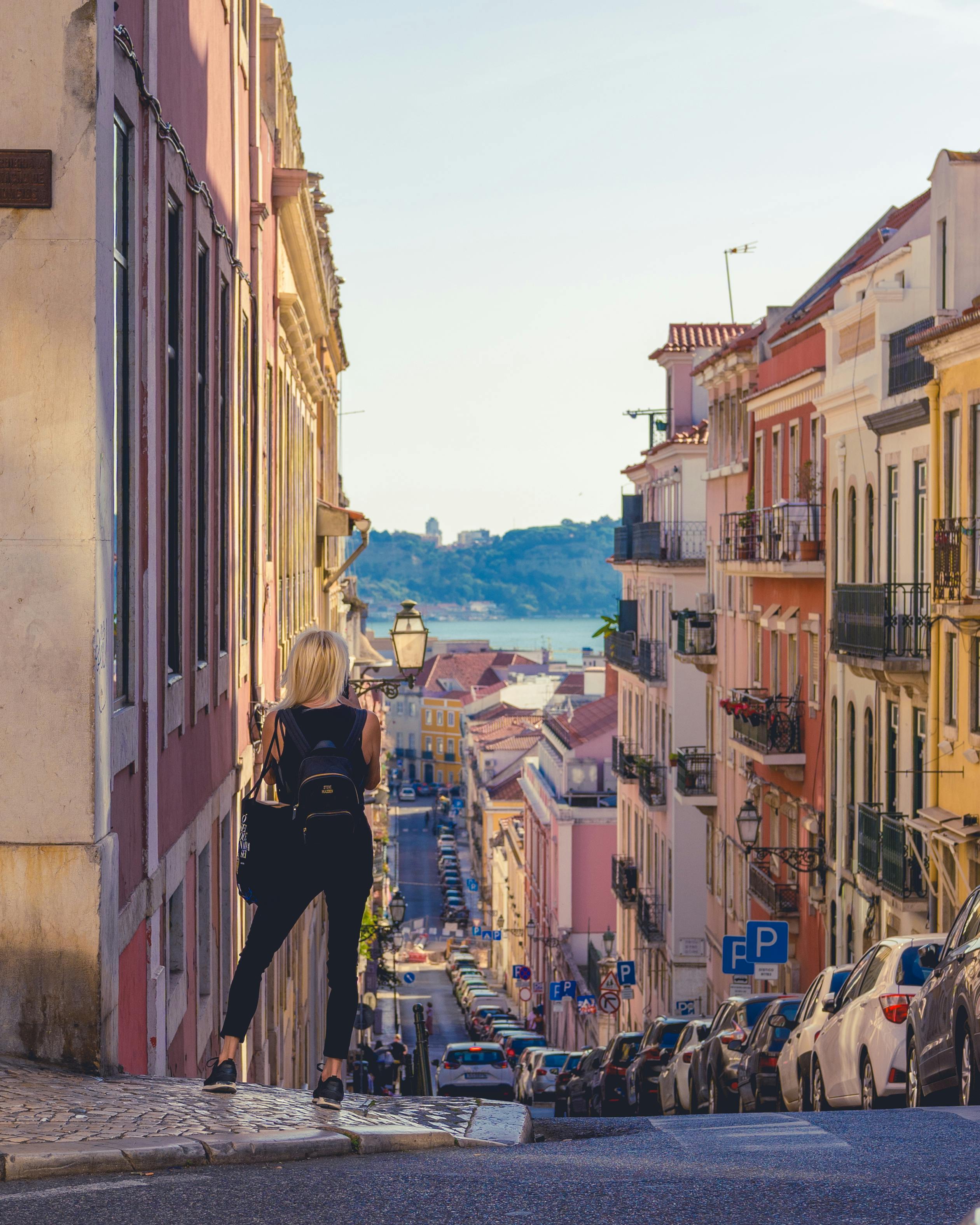 Blonde Woman on Street in Lisbon · Free Stock Photo