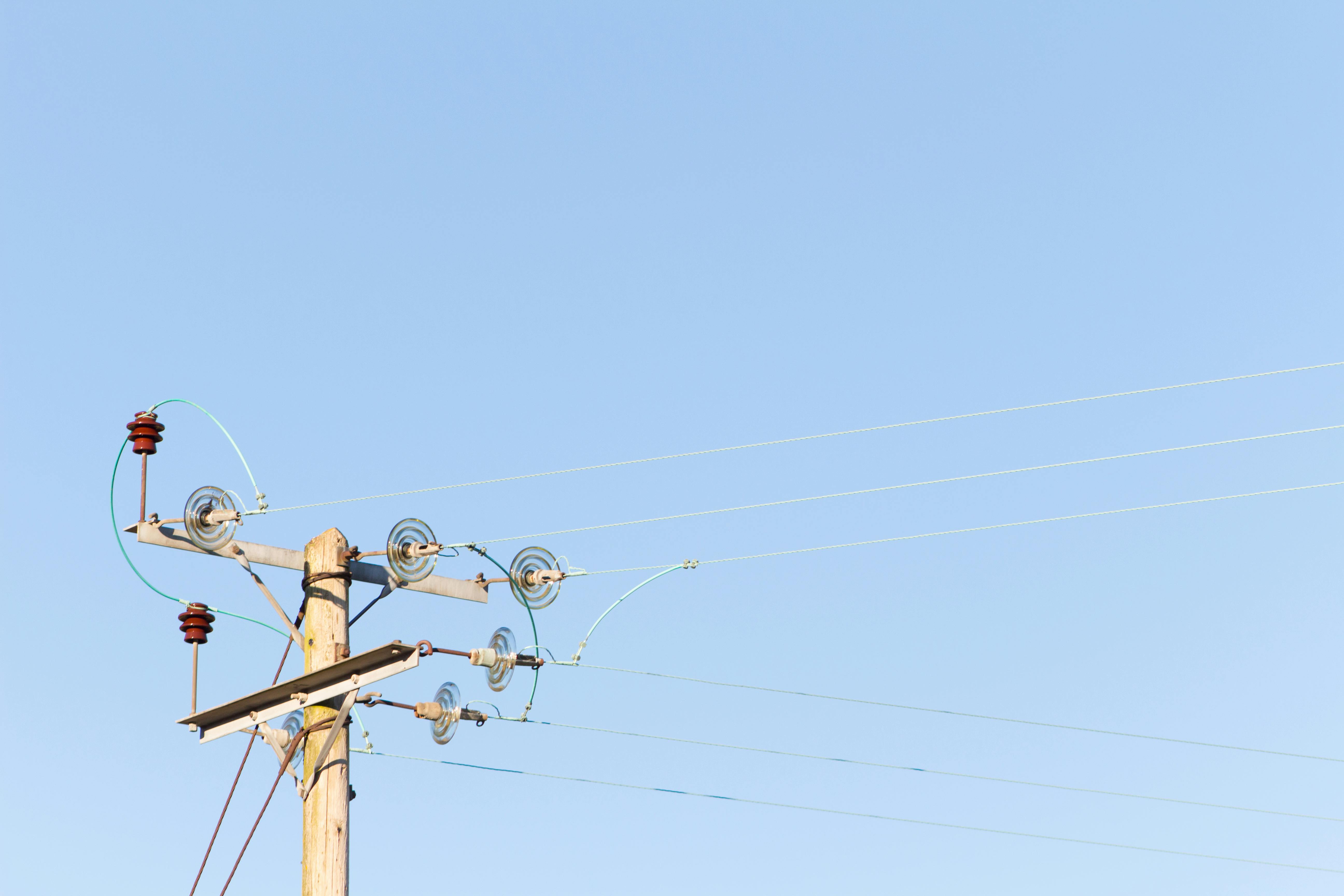 Free stock photo of blue sky, power cable, power line