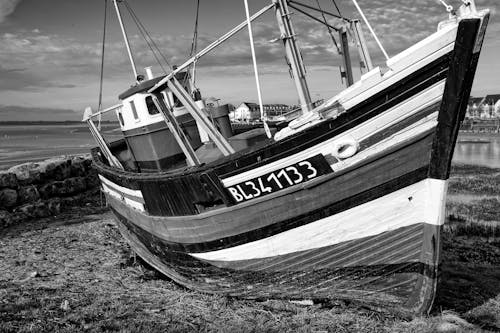 Wooden Fishing Boat on Shore