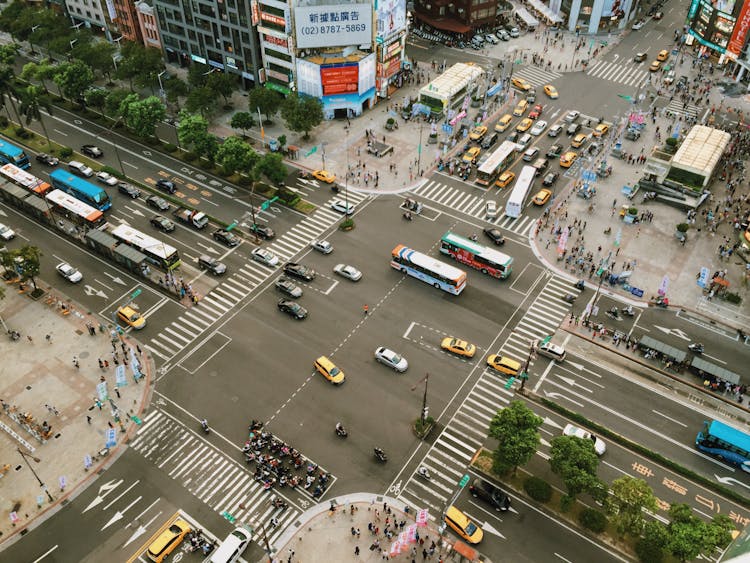 Aerial Photography Of Cars On Road Intersection