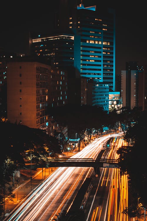 Free Time Lapse Photography of Vehicles on Road Stock Photo