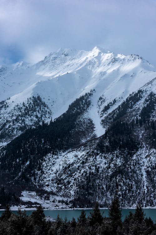 Scenic Snowcapped View of Mountain Peaks