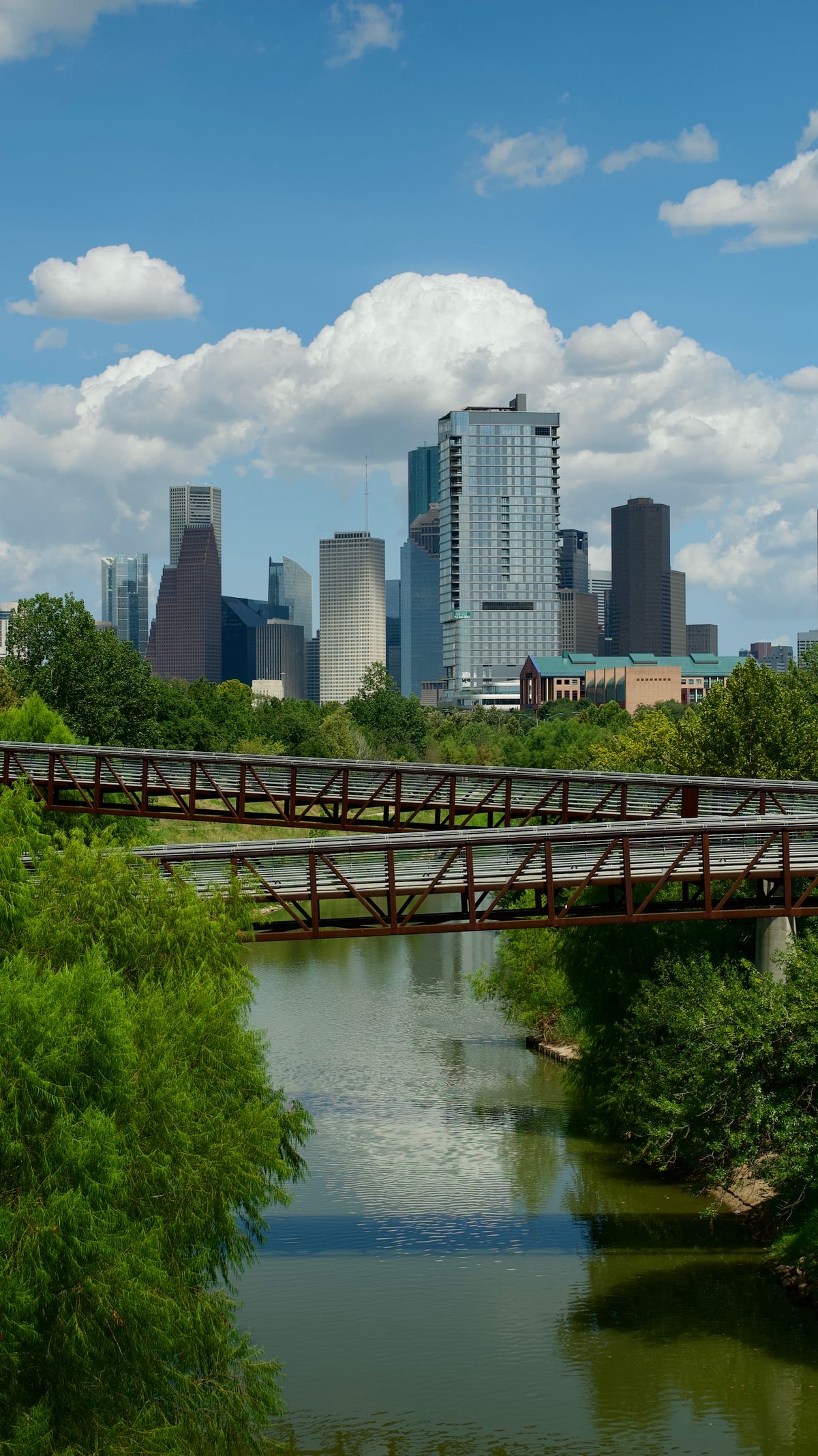 Houston Texas skyline from Buffalo Bayou