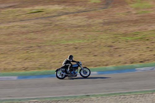 Motorbike Rider on Racing Circuit