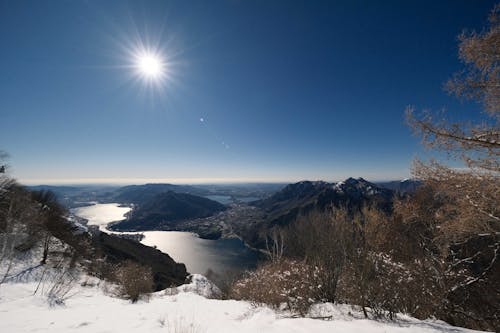 Scenic Mountainous Landscape against Sunny Sky 