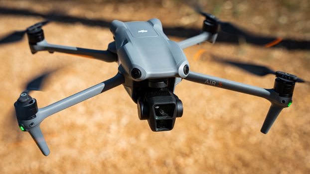 Aerial shot of a drone capturing a scenic landscape in Marseille, France.