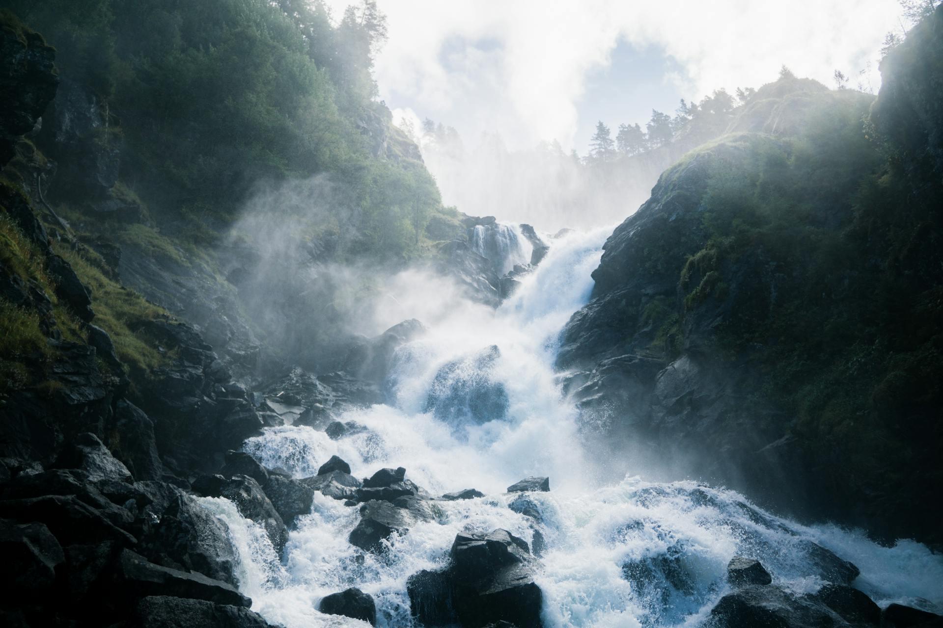 Latefossen Waterfall in Ullensvang