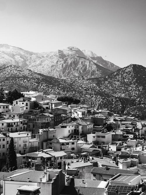 Mountain Range Behind the Town on the Mountainside