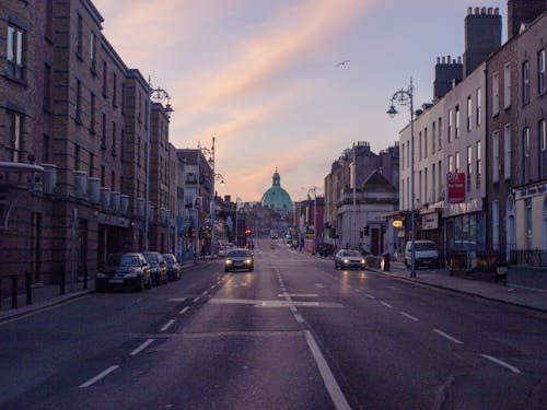 Traffic on a Dublin Street at Dusk