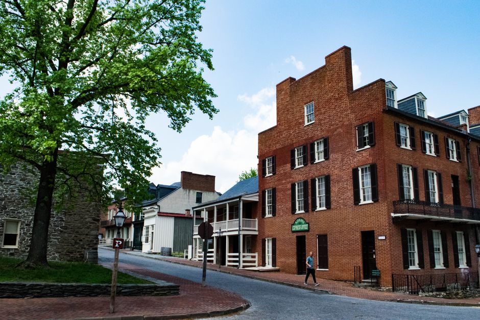 tree lined brick street