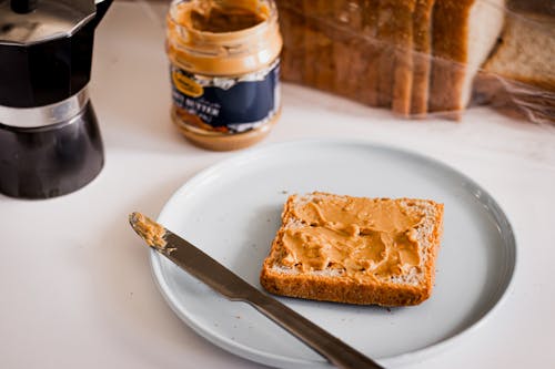 Foto d'estoc gratuïta de esmorzar, fotografia d'aliments, mantega de cacauet