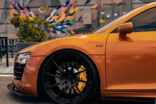 Orange Audi R8 on the Street