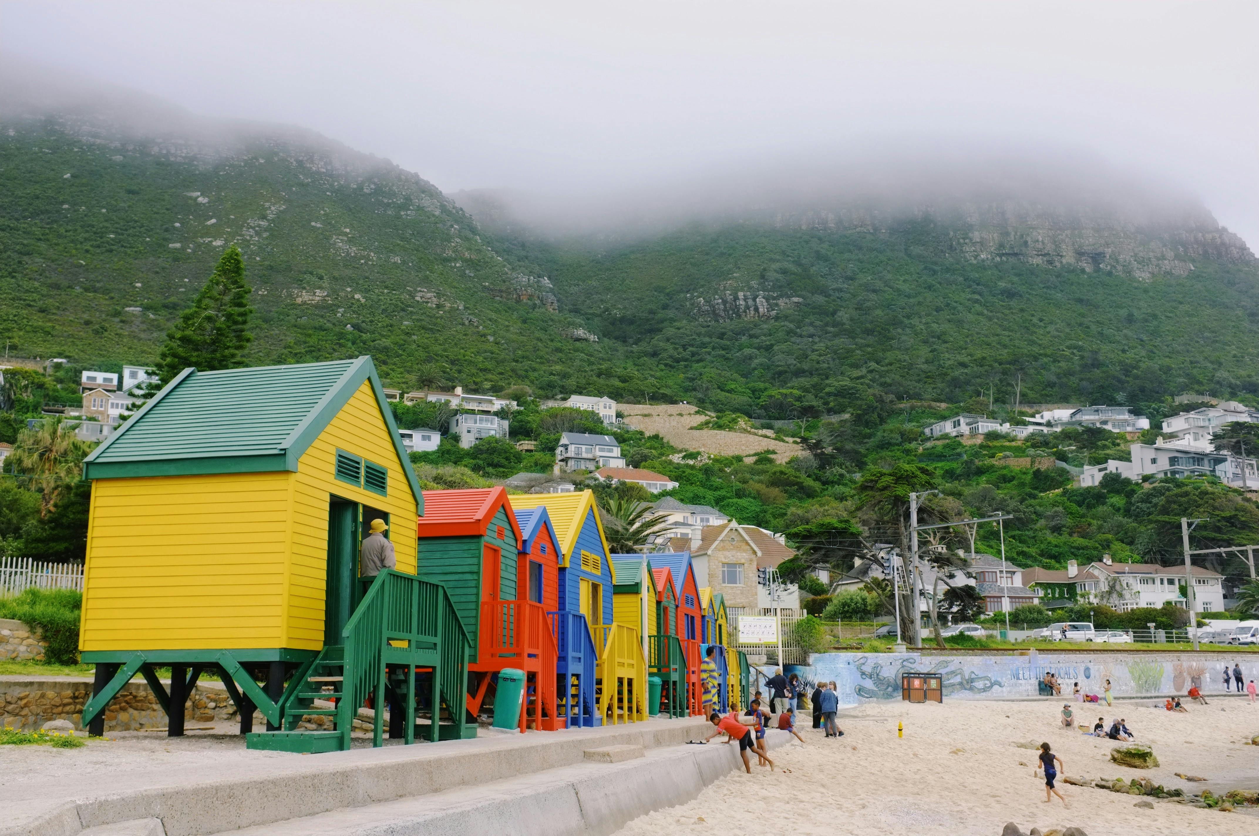 Free Colorful Beach Houses at the St. James Beach, Cape Town, South Africa Stock Photo