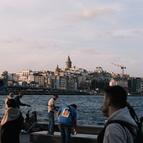 Anglers at Bosphorus Strait in Istanbul