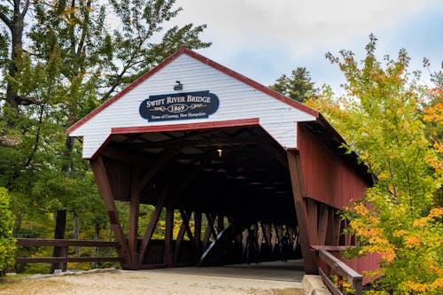 Wooden Covered Bridge in Conway on Swift River 