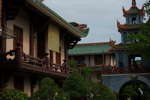 Buildings of the Buddhist Temple Thien Hung Pagoda in An Nhon
