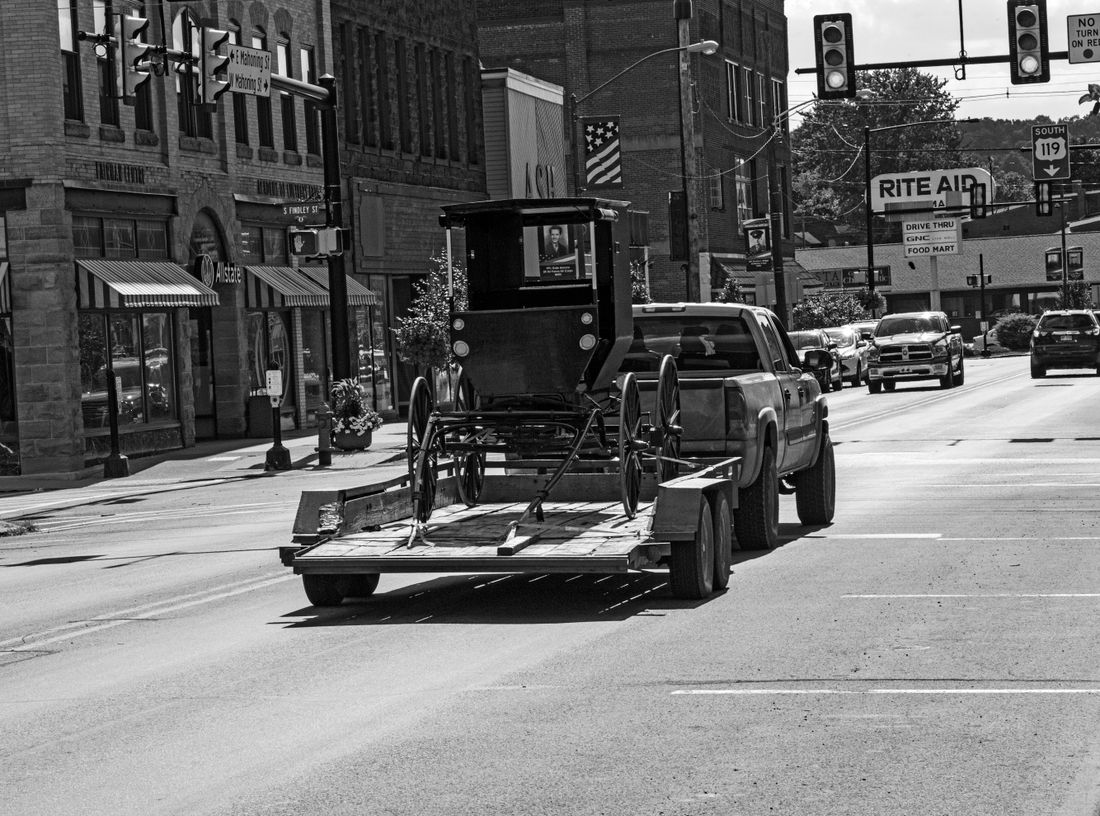 Pickup and trailer carrying freight
