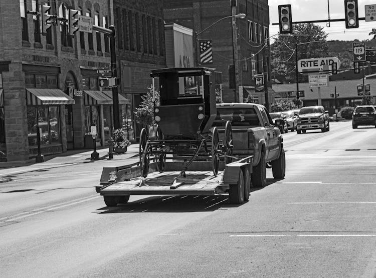 Classic Carriage On A Pickup Truck Trailer