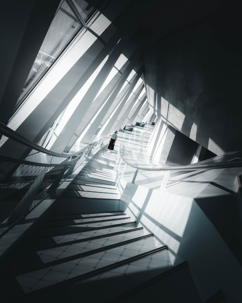 Free Dynamic architecture with shadows in a modern Stuttgart corridor. Stock Photo