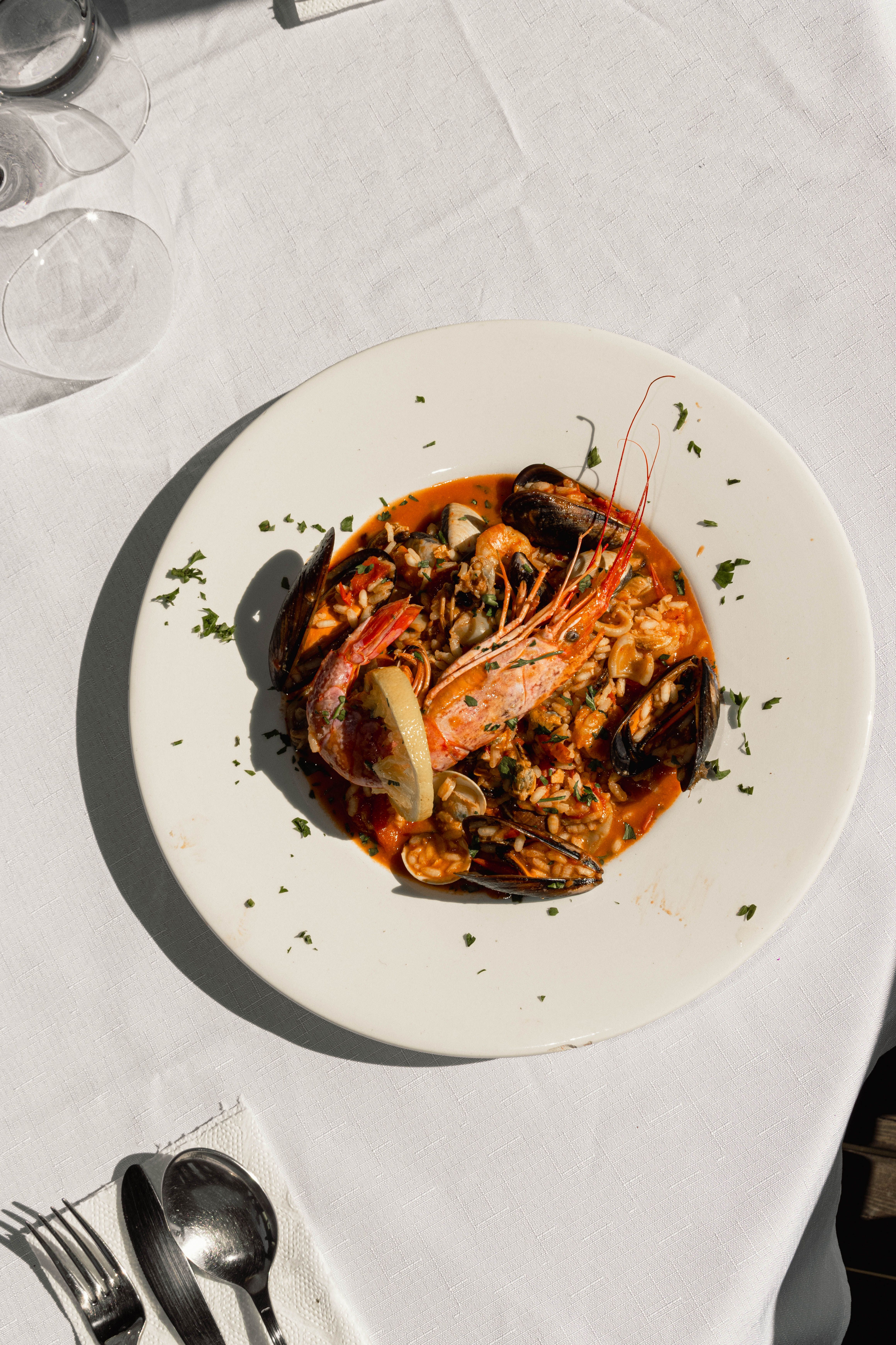 Scialatielli with prawns and mussels served at Ristorante Lume