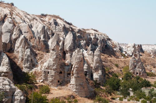 Houses Carved in Rock Formations in Cappadocia