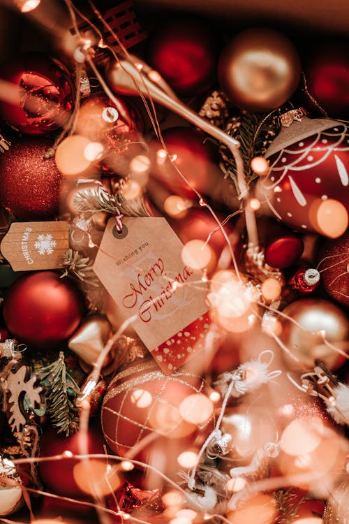 메리 크리스마스, 불빛, 빨간의 무료 스톡 사진