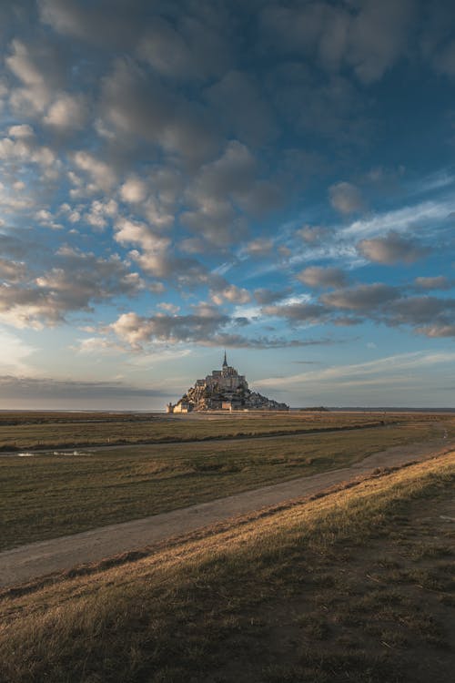View of the Mont-Saint-Michel Abbey from a Distance, Mont-Saint-Michel in Normandy, France 