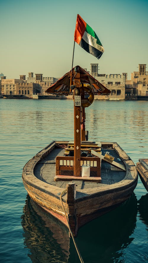 Wooden Boat in Port in Dubai 