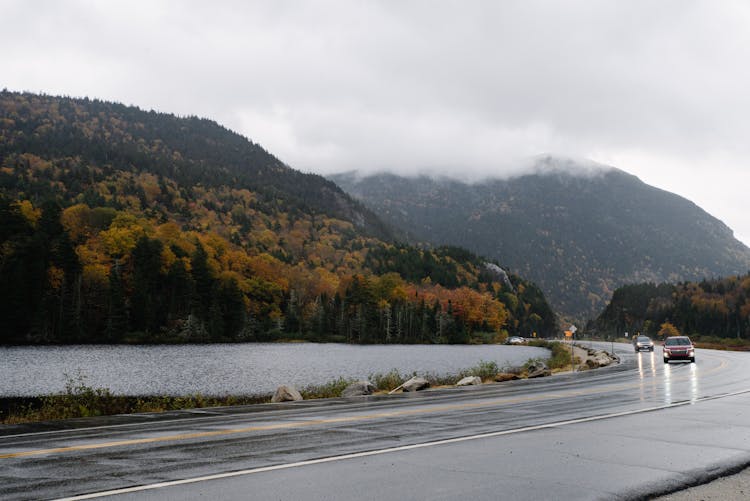 Road In Mountains In Autumn