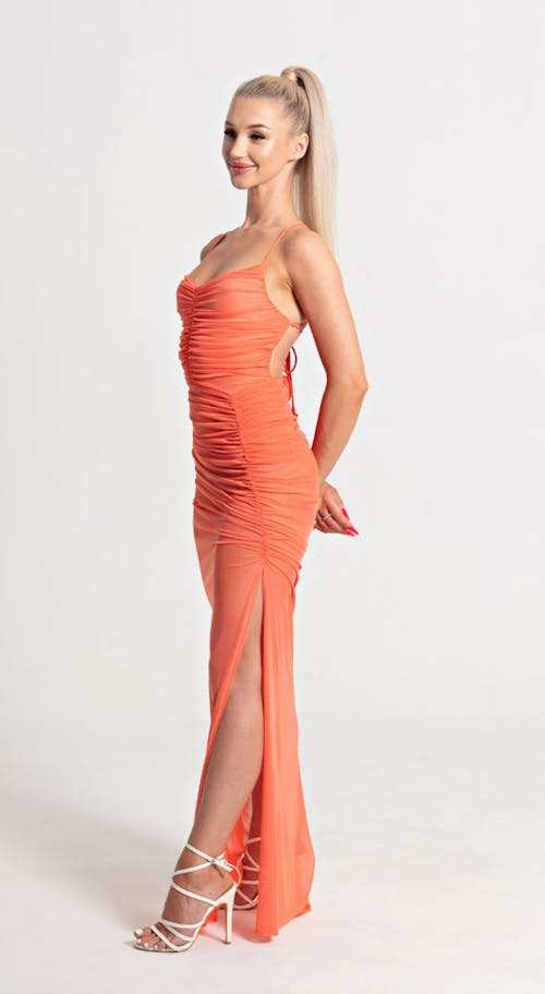 Slit Halter Long Dress -Helen By Mariam Hopkins Collection