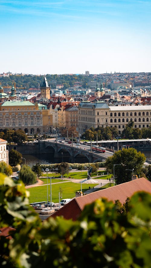 Park and Bridge in Prague, Czech Republic