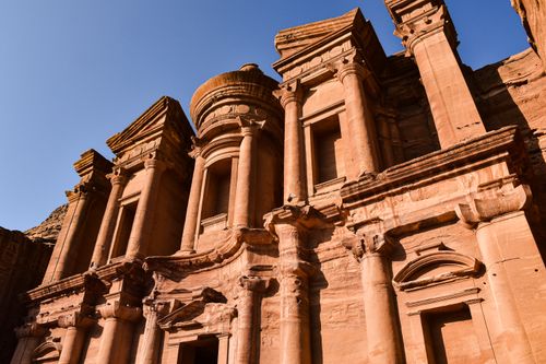Free Explore the stunning facade of the Monastery in Petra, a UNESCO World Heritage site in Jordan. Stock Photo