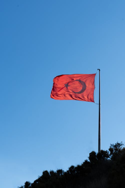 Flag of Turkey under Clear Sky