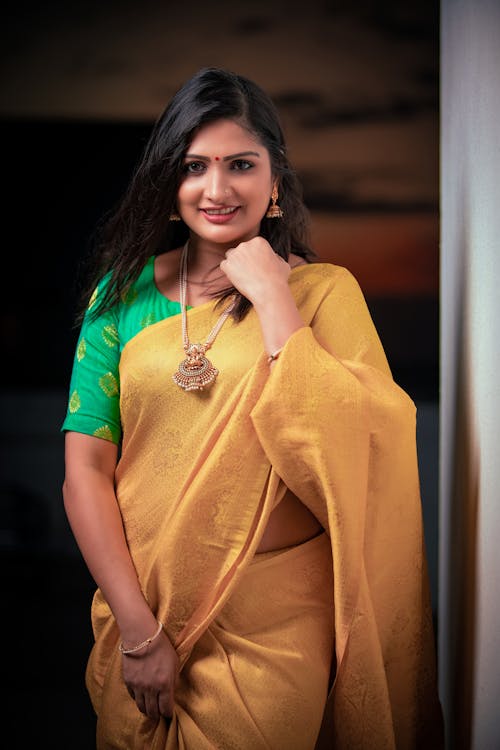 Portrait of Woman Wearing Yellow Sari 