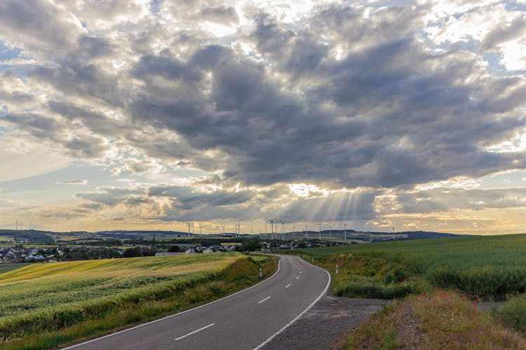 Road In Countryside At Sunset